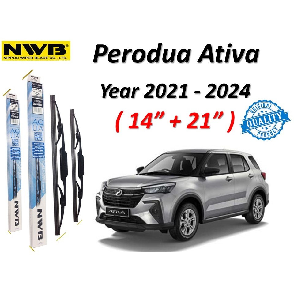 NWB Aqua Graphite Wiper For Perodua Ativa Year 2021 - 2024 ( 14