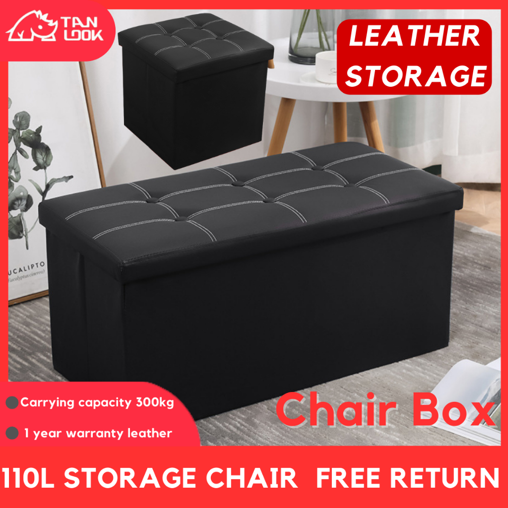 110L Storage stool PU leather waterproof and moisture-proof Folding ...