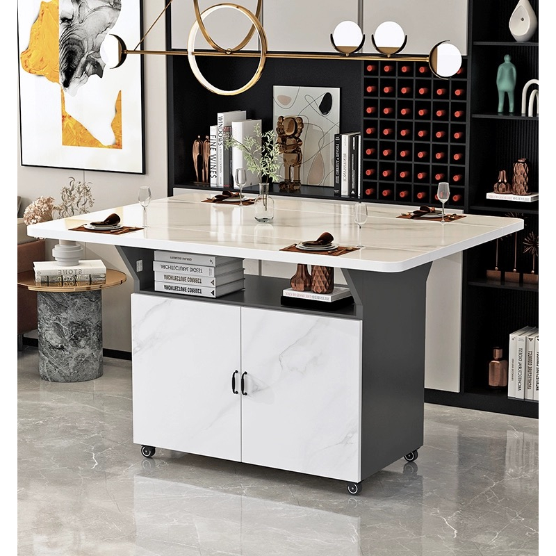 Kitchen cabinet with dining table, 100cm sideboard,movable open bar ...