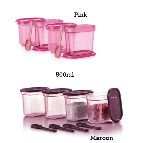 Tupperware Umami Collection 500ml 4 Pieces Spices Storage Box With  Measuring Spoon Clear Purple 