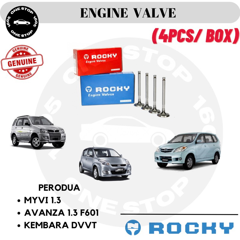 4PCS* PERODUA K3 MYVI 1.3 KEMBARA DVVT AVANZA 1.3 F601 JAPAN ROCKY ENGINE VALVE SET INT INTAKE