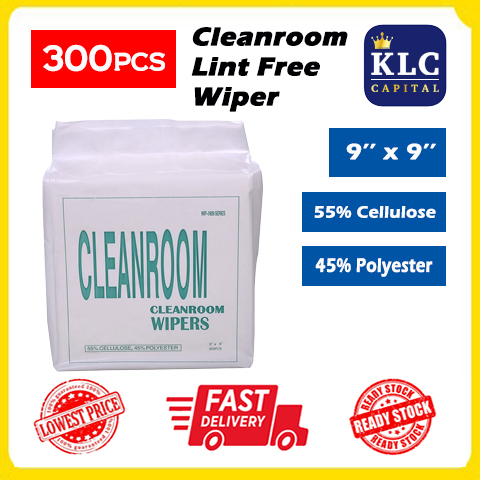 Cleanroom Wiper 300 pcs per pack 9” x 9”/ 55% Cellulose,45% Polyester ...
