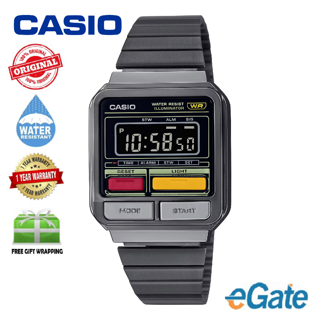 Casio Vintage A120WEGG-1B Black Stainless Steel Band Unisex Watch ...