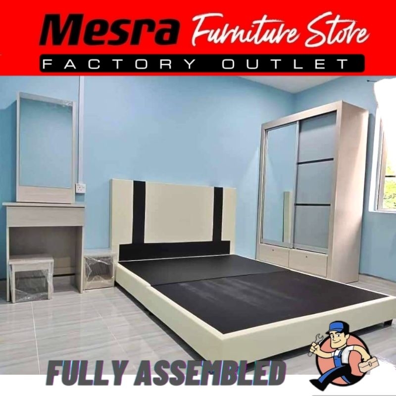 4' x 6' Bedroom Set (Wardrobe+Divan Bed+Dressing Table+Side Table ...