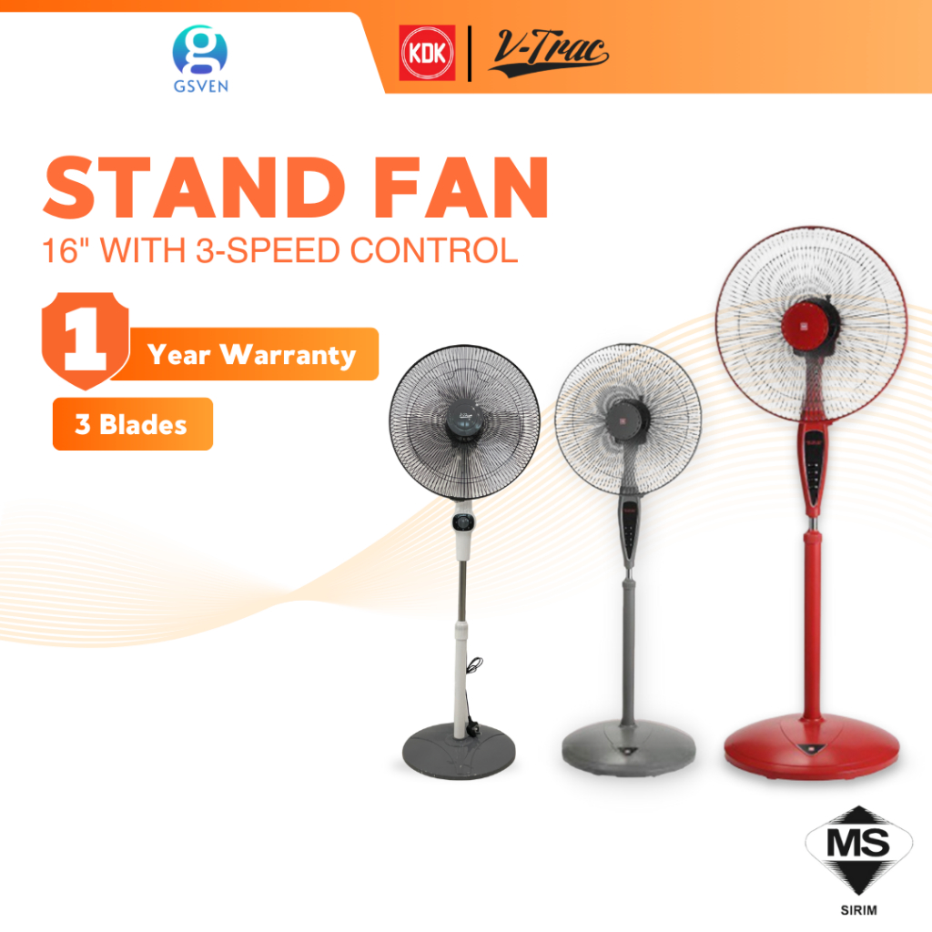 KDK KX405 /VTRAC 16''Fan Stand Fans with Flexible Neck Adjustment & On