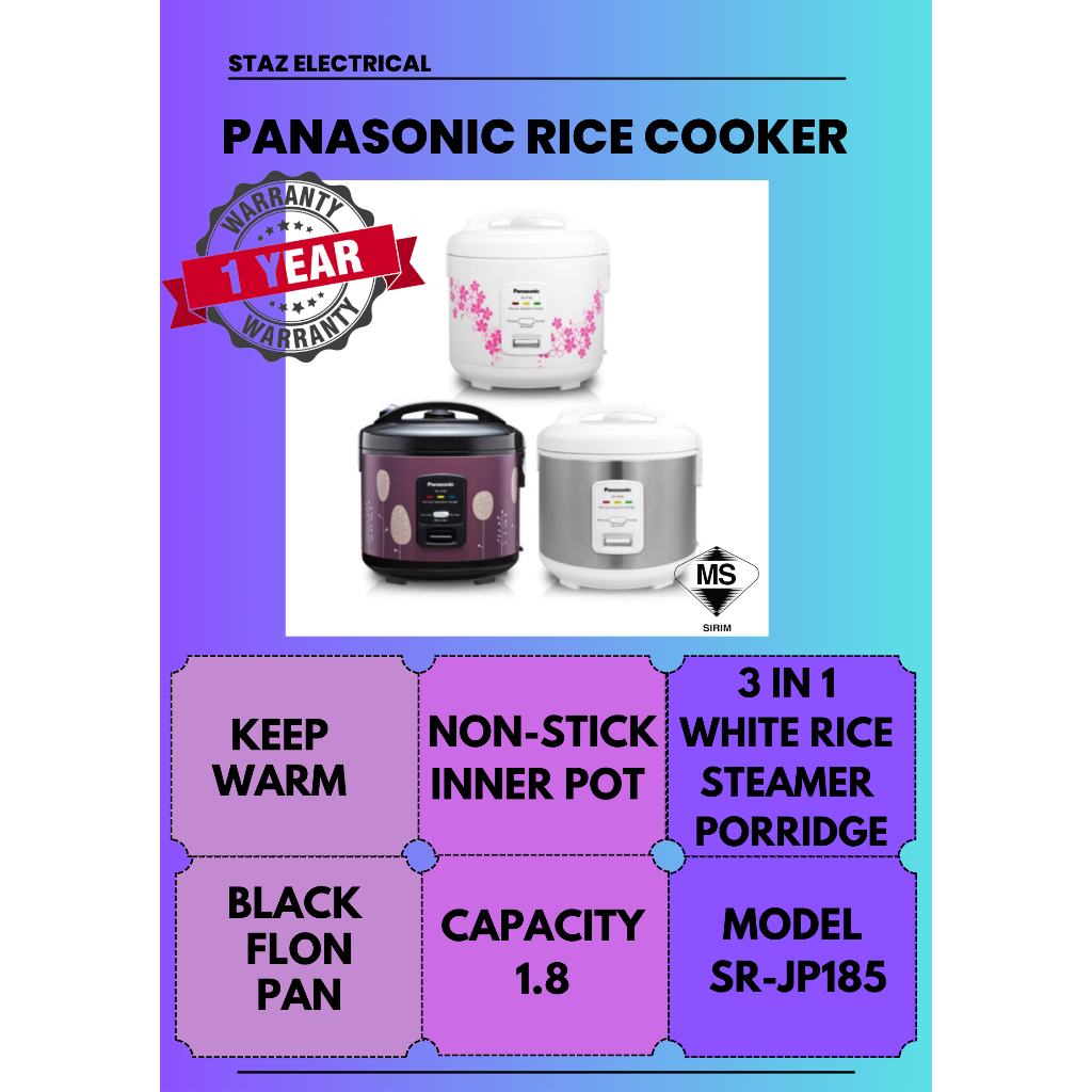 PANASONIC RICE COOKER 1.8L (SRJP185) Shopee Malaysia