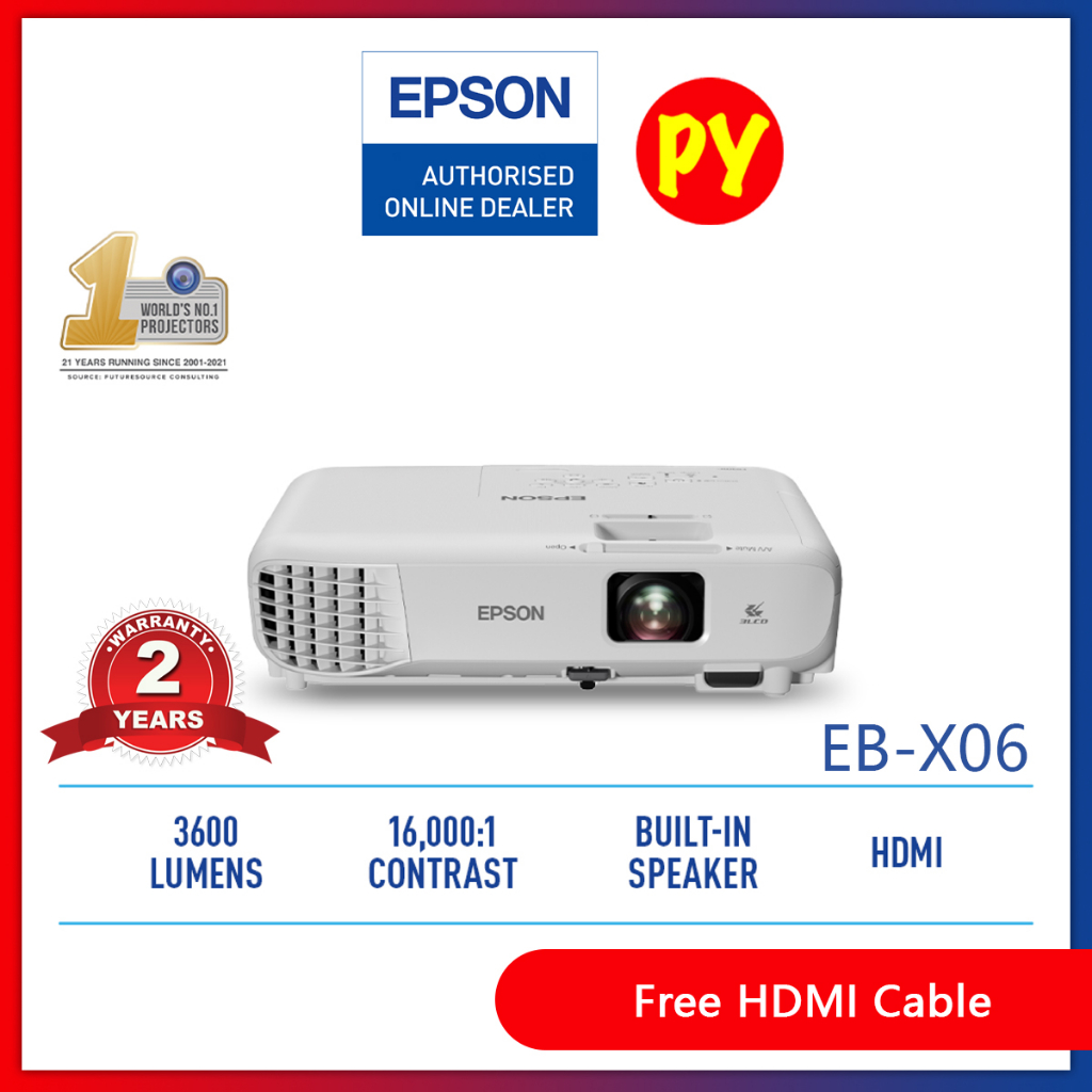 Epson EBX06 EBW06 EBX51 XGA 3LCD Projector 3600Lm (Bulb Warranty