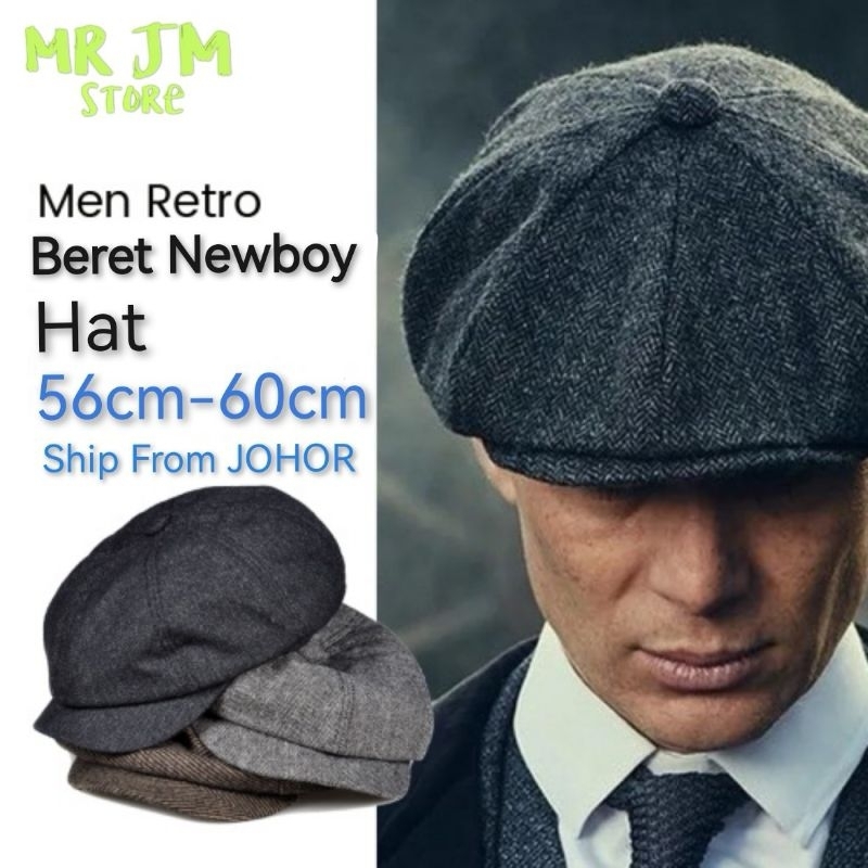 mr JM store Men Women Retro Beret Wool Blend Vintage Herringbone Tweed ...