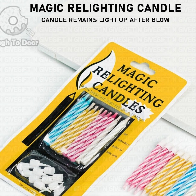 [Ready Stock] ]10Pcs Colorful Magic Relighting Candle Prank Cake Topper