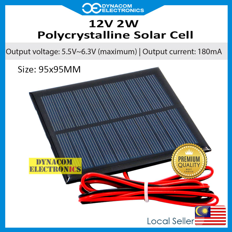 5.5V 1W 95x95x3MM Polycrystalline Solar Cell DIY Project RBT [Sel Suria ...