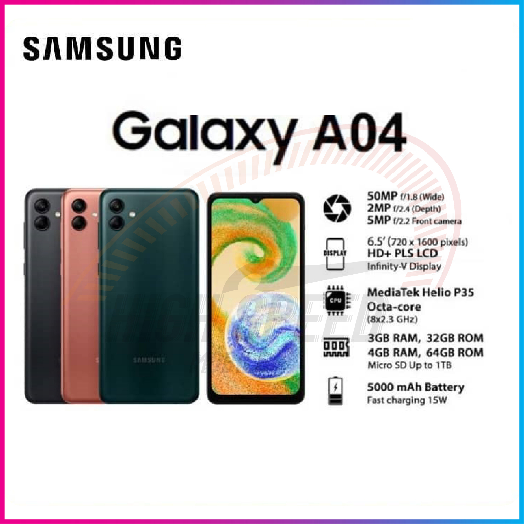 Samsung A04 4GB RAM + 64GB ROM / A04s 4GB RAM + 128GB MY SET | Shopee ...