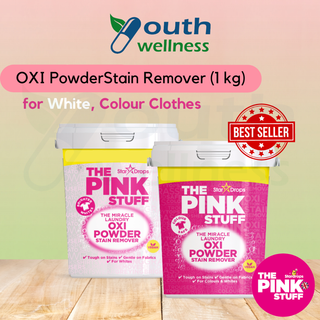 The Pink Stuff Laundry OXI Powder Stain Remover for Colours/Whites (1 ...