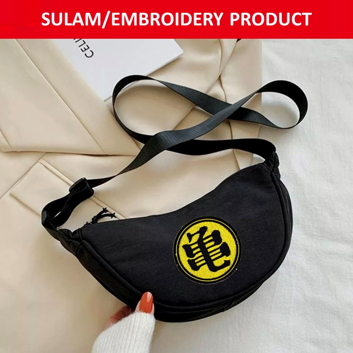 GOKU LOGO 2 ANIME DRAGONBALL Z EMBROIDERY(SULAM) UNIQLO SLING BAG NYLON