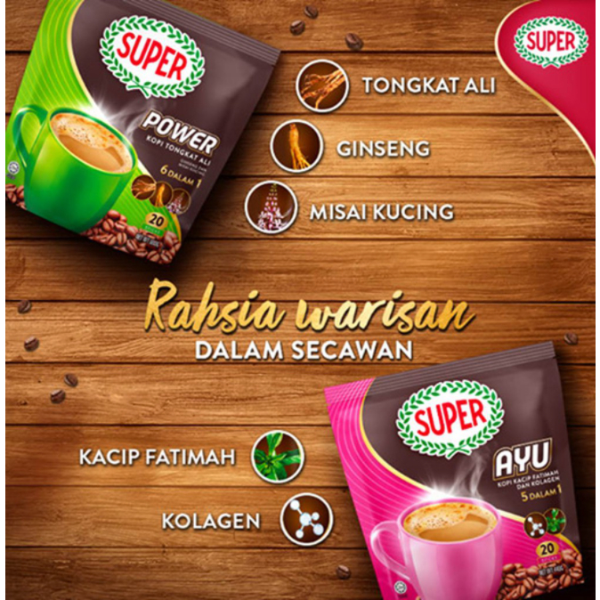 SUPER POWER KOPI TONGKAT.ALI 6 IN 1 20 STICKS & AYU (1 PACK /2 PACK ...