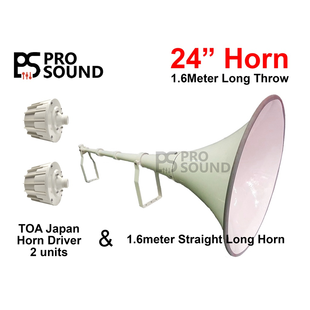 PS Pro Sound 1.6M 24" Long Throw Horn Speaker With 2 Unit TOA Japan