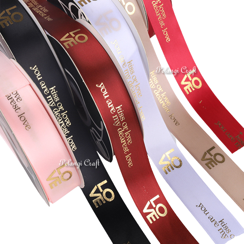 (36M) 2.5CM KISS OR LOVE Ribbon Reben Riben Gift Satin Organza Flower ...