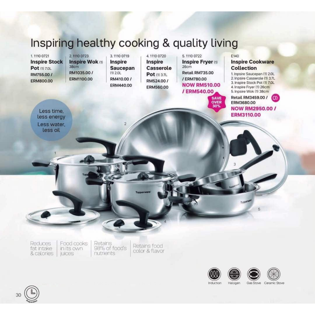 Tupperware Tupperchef Inspire Stock Pot 7L OR Inspire Casserole Pot 3 ...