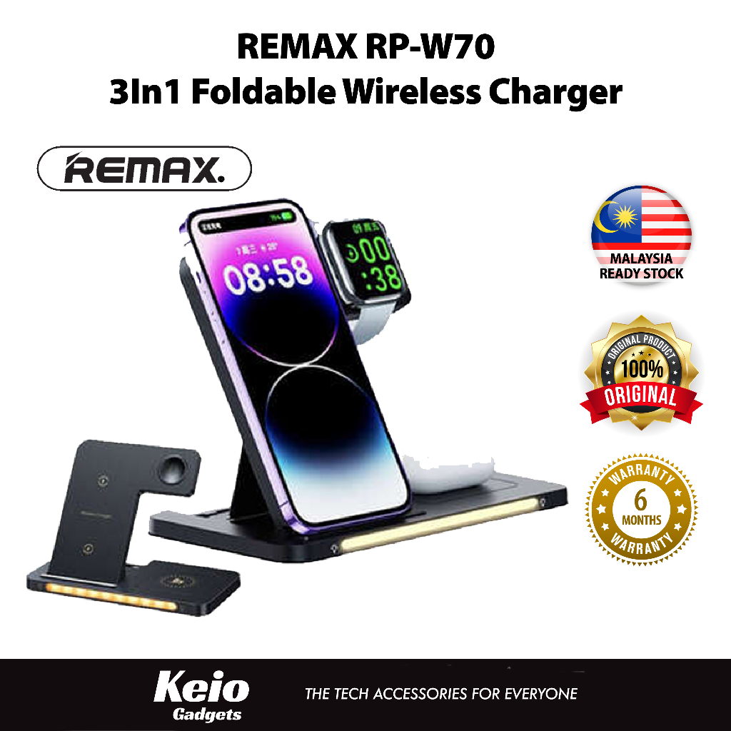 Remax RP-W70 Minxl Pro 22W 3In1 Foldable Wireless Charger With Night ...