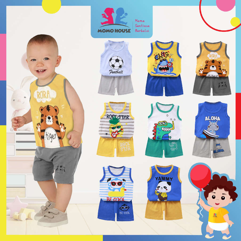 Baby Clothes Baju Budak Singlet Kanak Kanak Kids Baby Boy Singlet Set ...