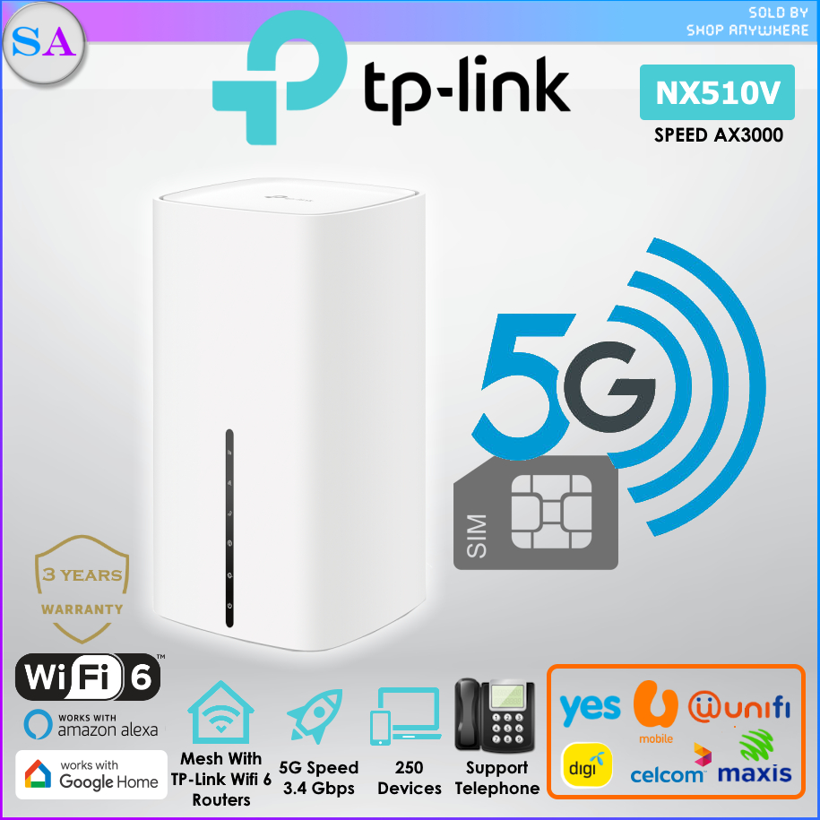 TP-Link NX510v AX3000 5G WiFi 6 Router Dual Band Gigabit Ports with ...