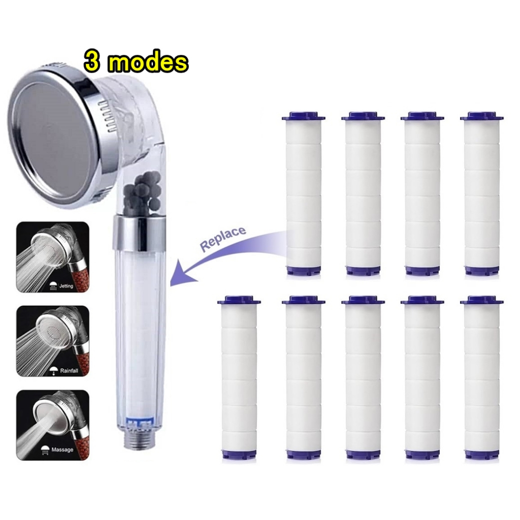 3 Modes Shower Head Pressure Shower Head Filter PP Water Purification Bathroom Bath Sprayer