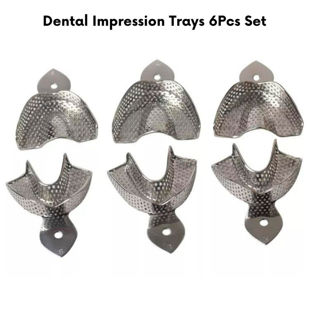 Dental Stainless Steel Impression Tray 6Pcs Toothless Haw Stainless ...