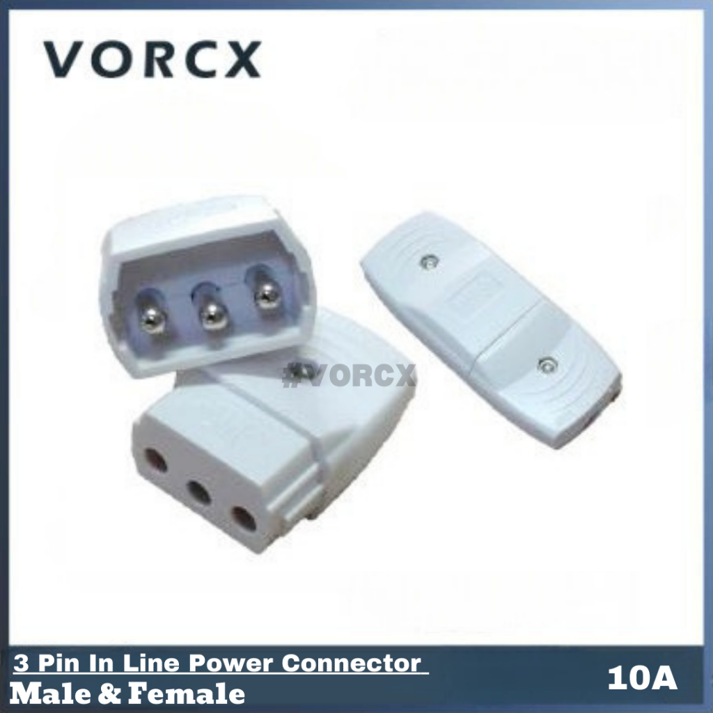 10A 363 3 Pin In Line Power Connector Male & Female | Shopee Malaysia