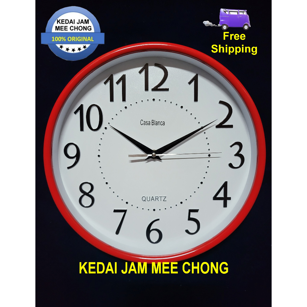 [Clock] 100% ORIGINAL Casa Blanca Wall Clock WH6250 Red/White Case ...