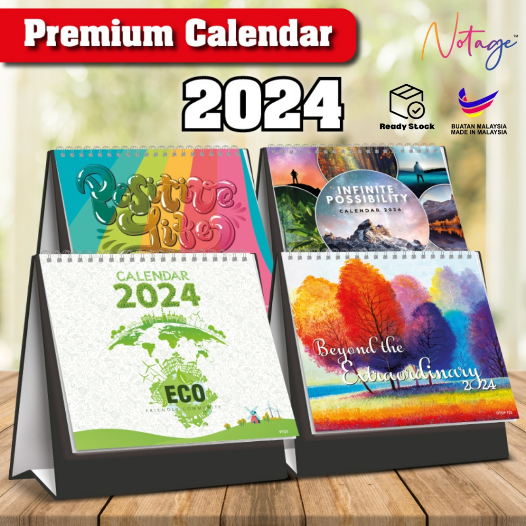 Year 2024 Premium Table Calendar 15 sheets Malaysian Kalendar Meja