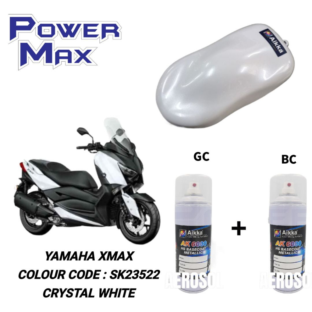 AIKKA SK23522 CRYSTAL WHITE *** YAMAHA XMAX 2K MOTOR PAINT Shopee