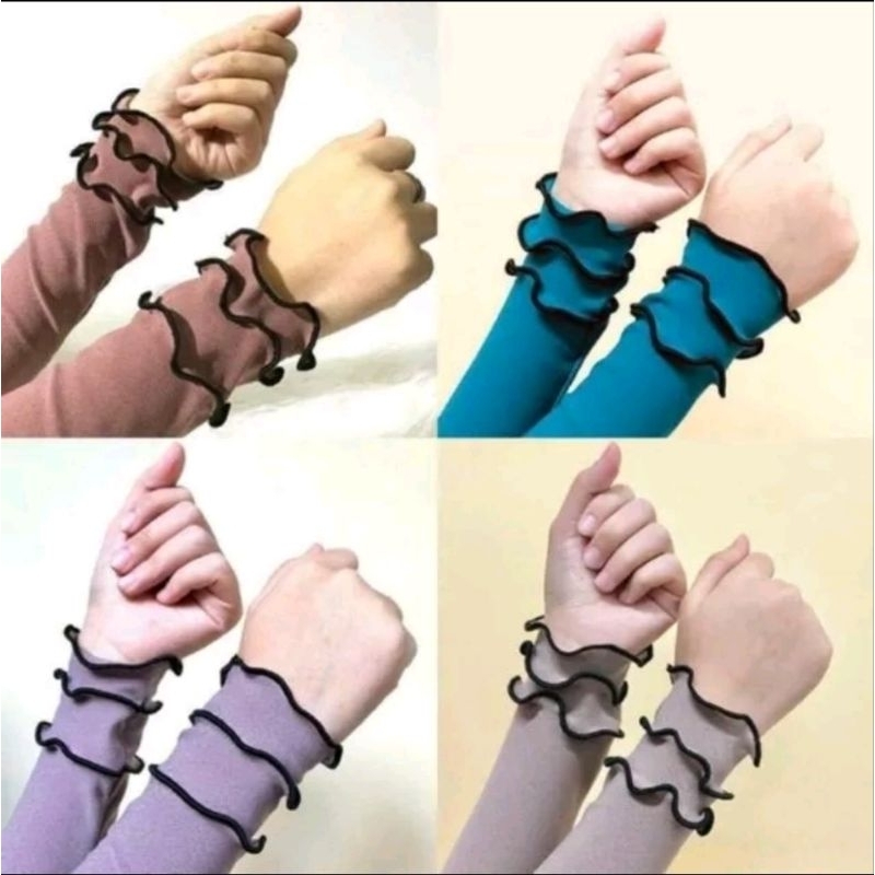 MUSLIMAH HANDSOCK 3 LAYER RUFFLE/SARUNG LENGAN TANGAN 3 LAYER | Shopee ...