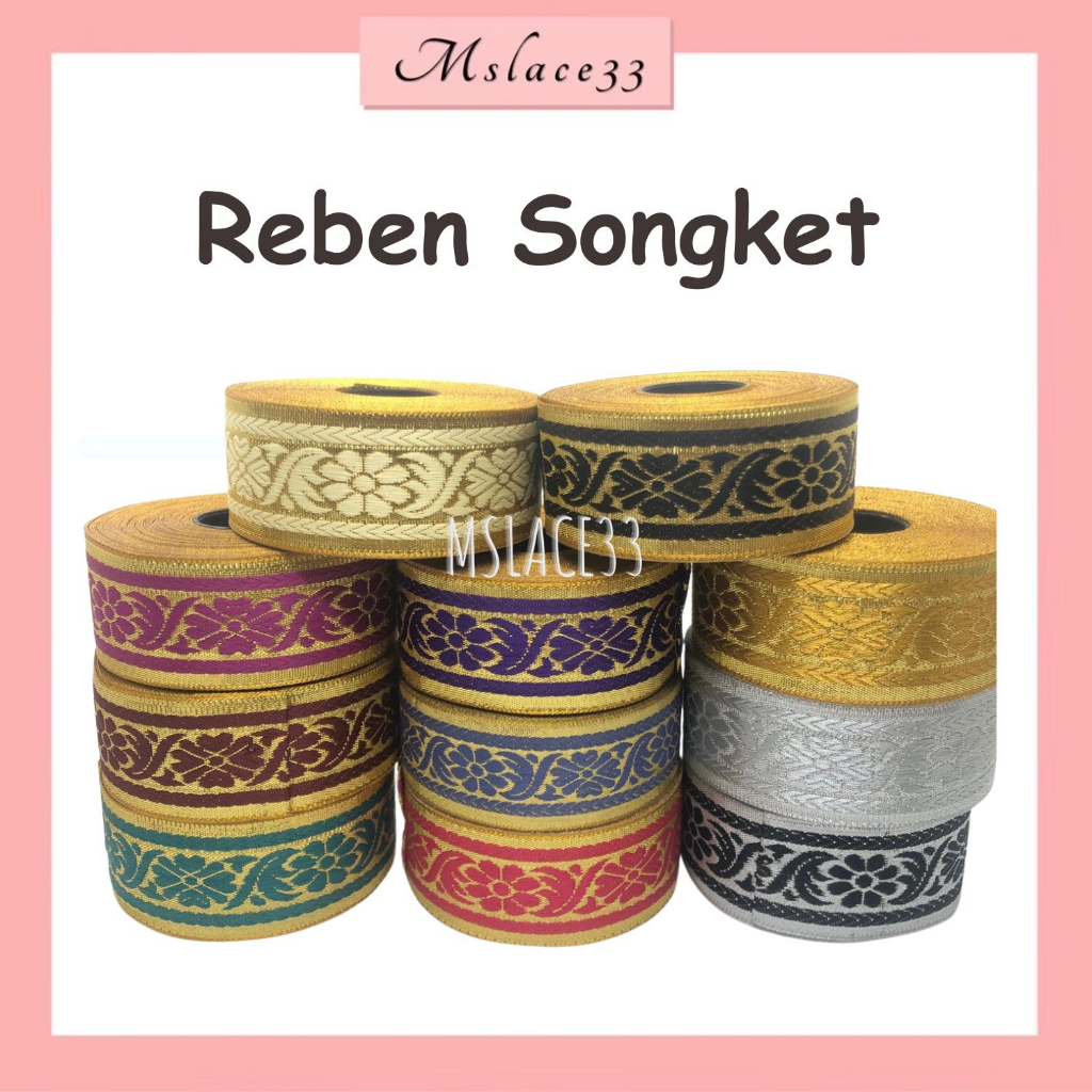 (1 Roll)1.5'' / 1'' / 0.5'' Reben Songket /Reben Konvo/Convo/Jubah ...