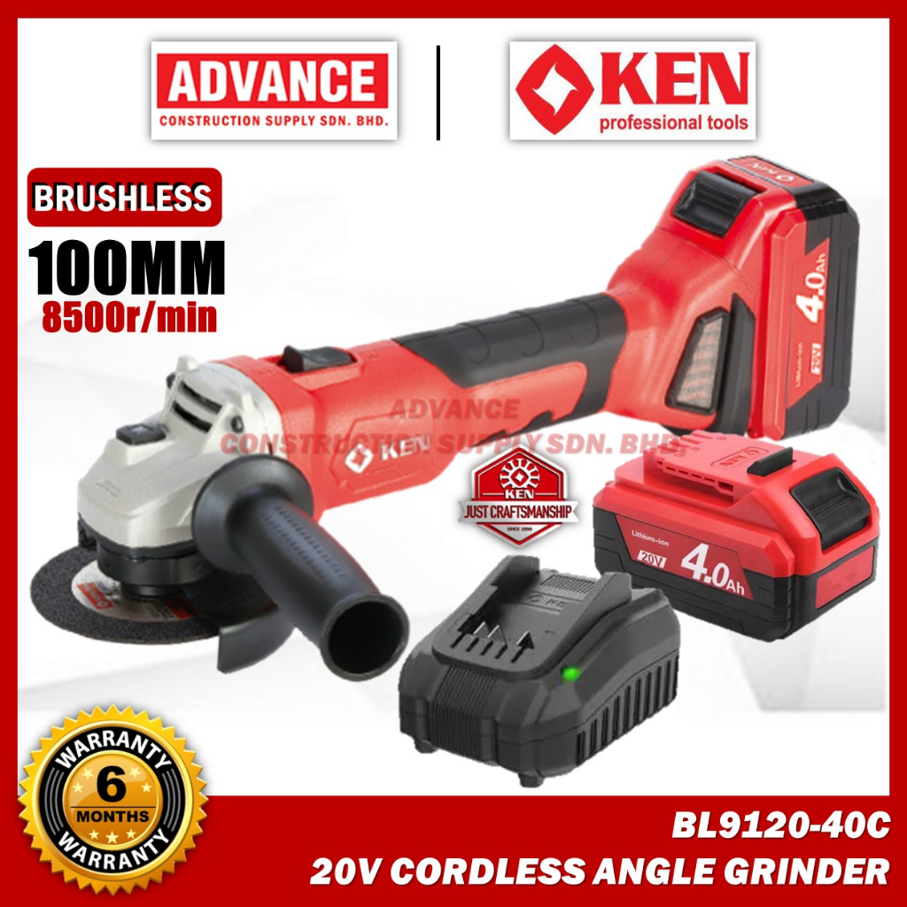 KEN 20V Brushless / Cordless Angle Grinder 100MM BL9120-40C | Shopee ...