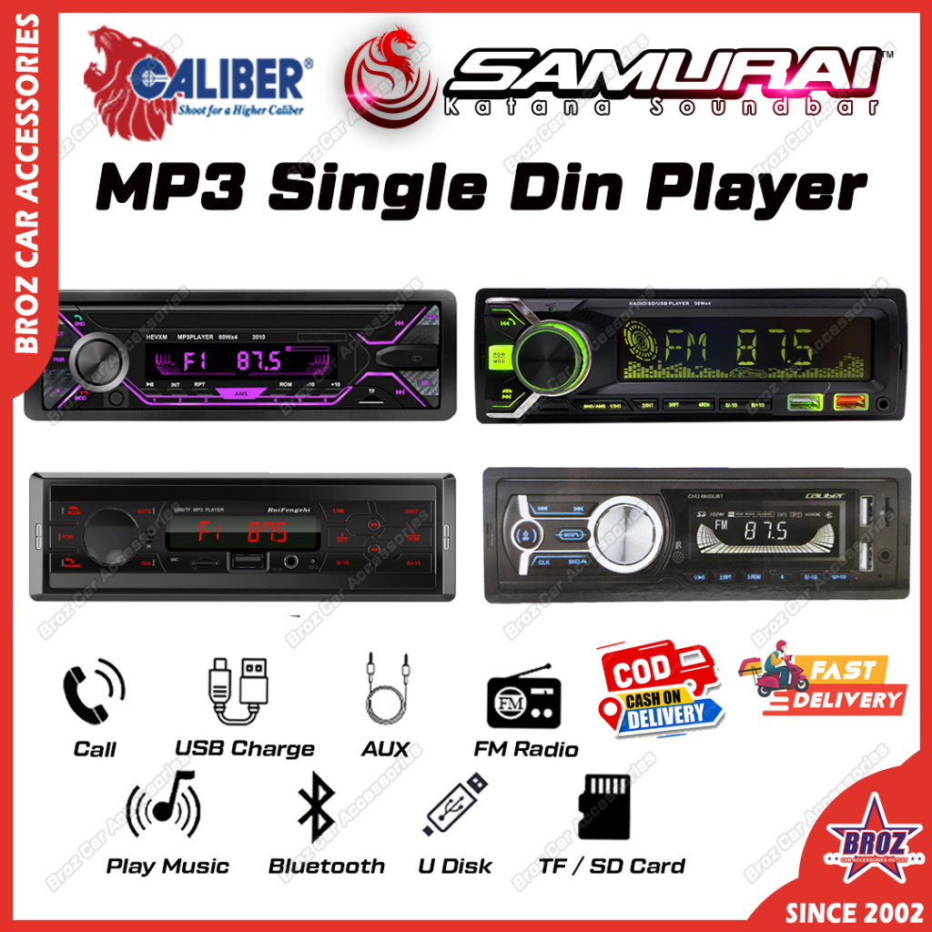🔥MP3 PLAYER SAMURAI KATANA Caliber Universal Single Din Player USB MP3 ...