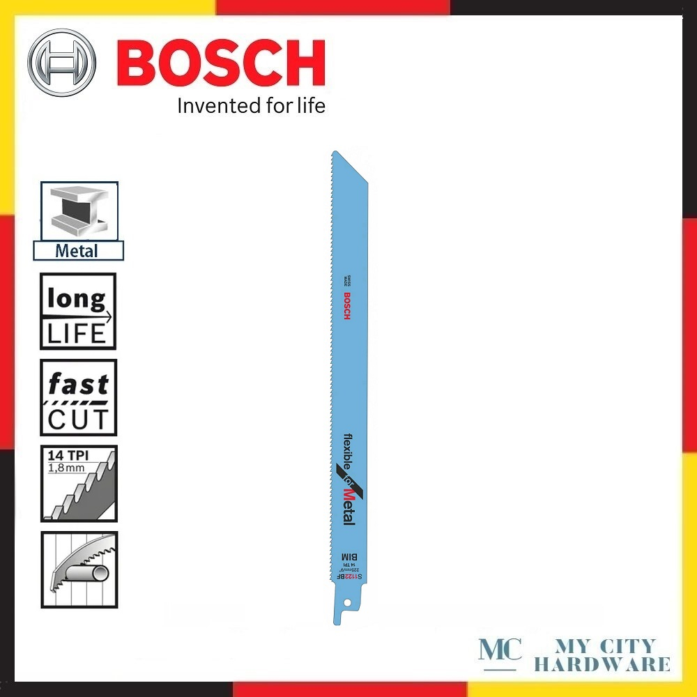 BOSCH S1122BF 225mm Flexible Metal Sabre Recip Saw Blades (1pcs