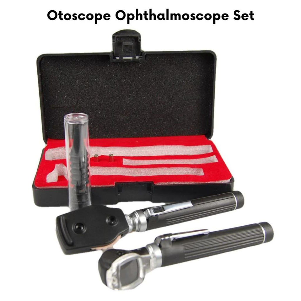 Mini Fiber Optic Black Otoscope Ophthalmoscope Set ENT Diagnostic Set