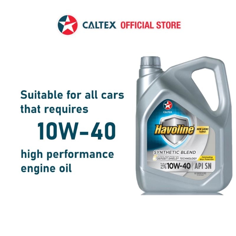 Caltex 10w40 engine oil havoline synthetic blend SAE 4 liters | Shopee ...