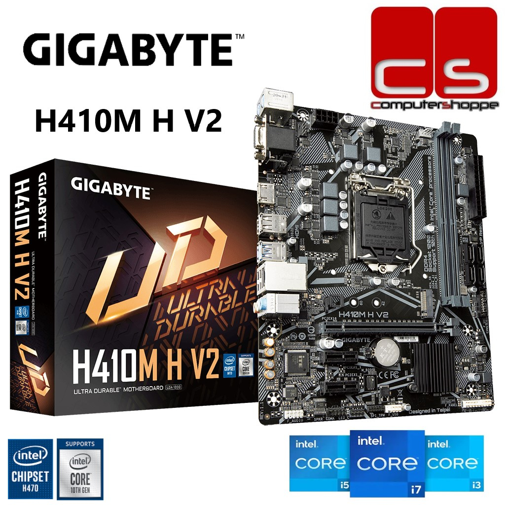 Gigabyte H410M H V2 LGA1200 Micro ATX Motherboard + Intel 10th Gen