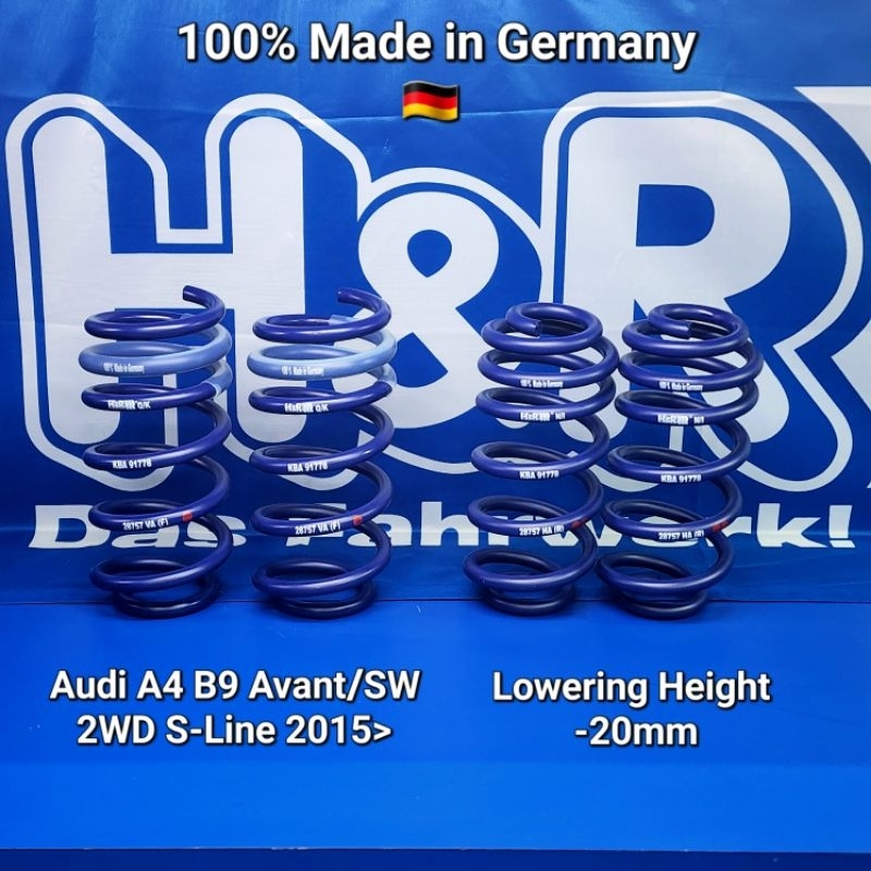 H&R Sport Springs 2017-2025 Audi A4 / S4 (2WD/AWD) main image 1