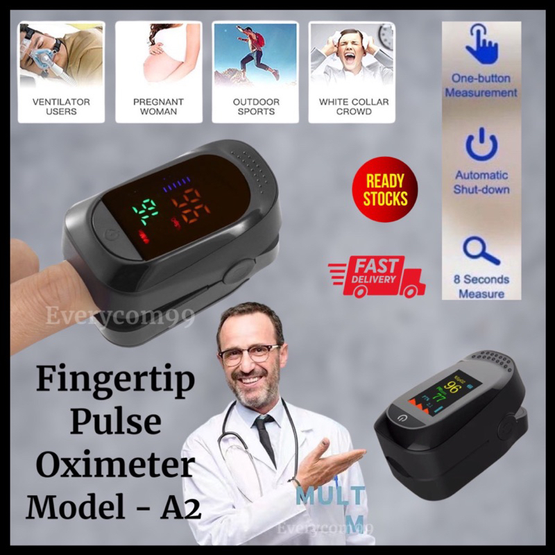 Fingertip Pulse Oximeter Monitor Finger A2 Black Shopee Malaysia