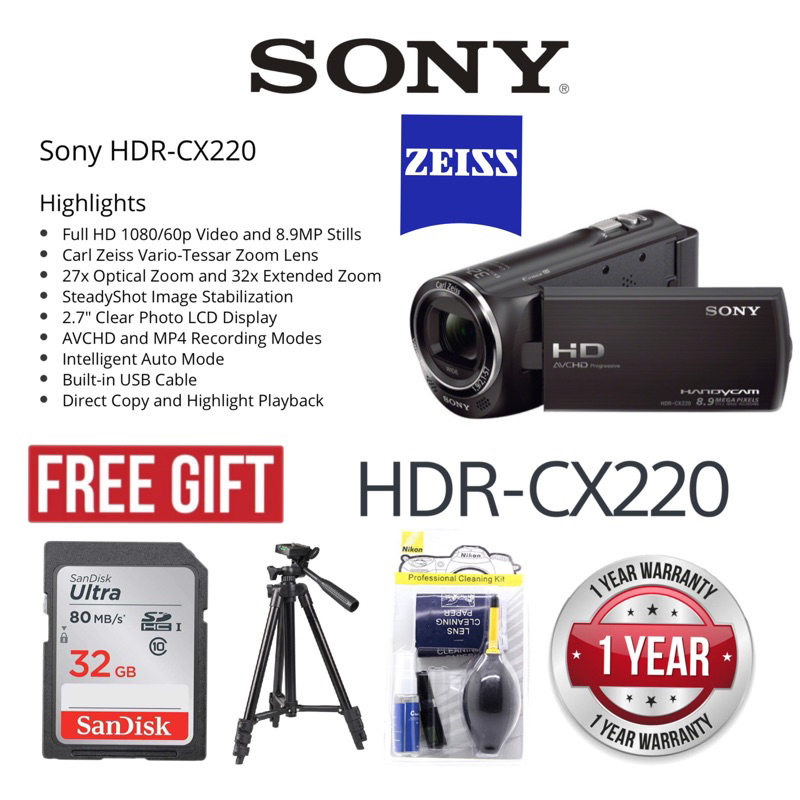 Sony HDRCX220 video camcorder (1 years warranty) Shopee Malaysia