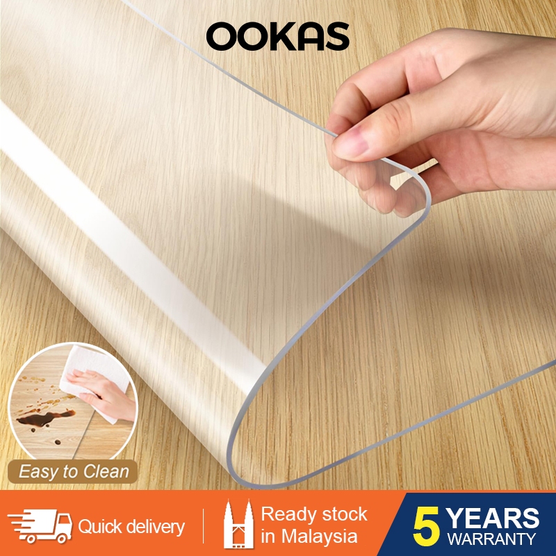 OOKAS 1.3 MM Transparent PVC Table Mat Clear Oilproof Easy To Clean