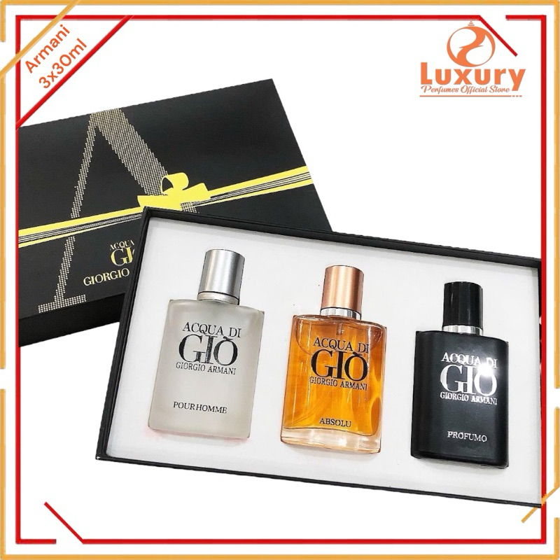 💯/💯 Acqua Di Gio Profumo (Black) 3in1 Gift Set 3x30ml For Men | Shopee ...