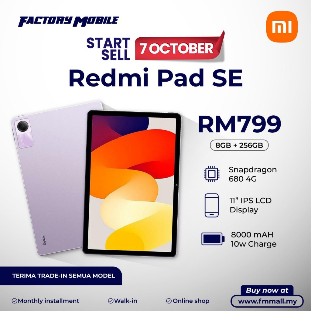 Redmi Pad SE Arriving In Malaysia Starting 7 October For RM799 