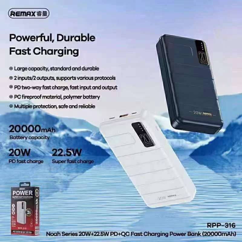 REMAX RPP-316 22.5W 20000mAh Powerbank / PD 20W + QC 22.5W Super Fast ...