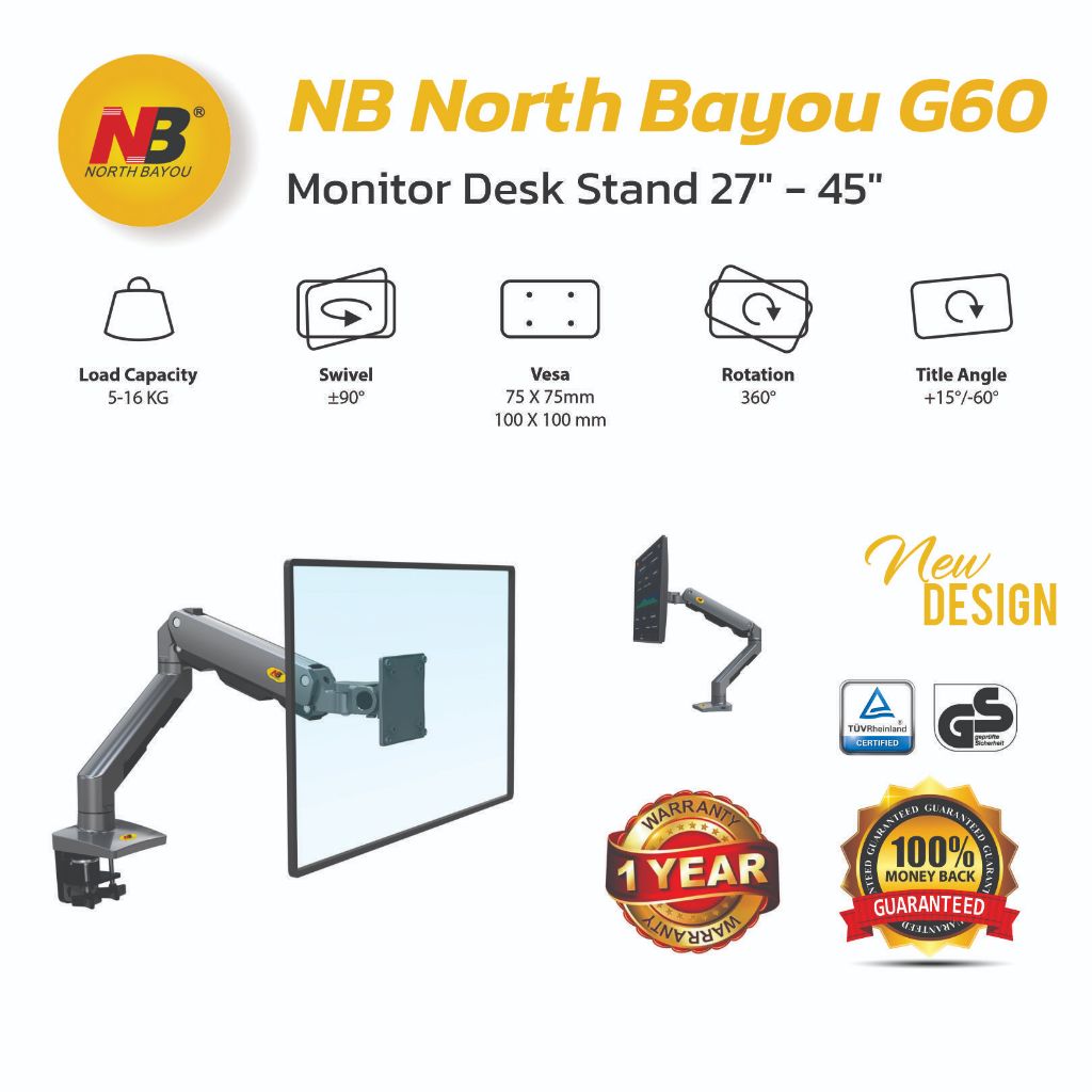 Braccio Per Monitor North Bayou - Supporto Gas Per Schermi 27-45 Pollici, Fino A 15 Kg - Foto 10