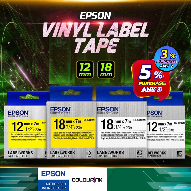 Epson Original Vinyl Laminated Sticker LKTape 4WBVN 5WBVN 5YBVN 5WBVN