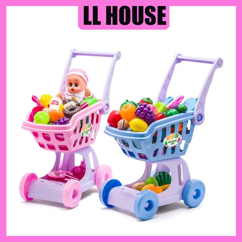 2 Layers Shopping Trolley Car For Kids Stroller Mainan Troli Budak