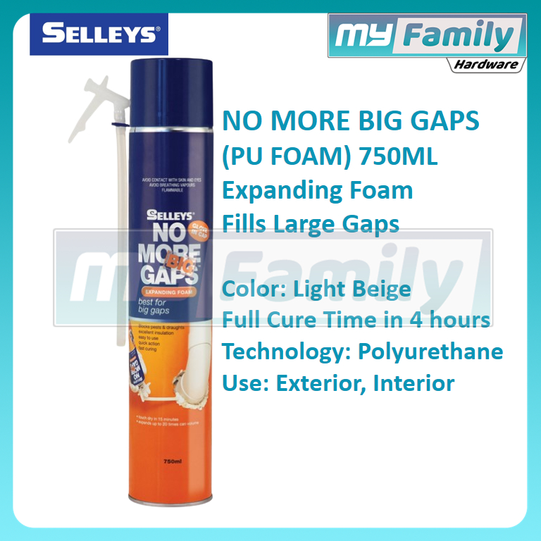 SELLEYS No More Big Gaps 750ml PU Foam Between Window Door Frame Wall ...