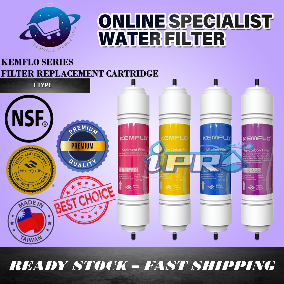 KEMFLO 10" Alkaline Water Filter 4 in 1Set Sediment Pre Silver Post